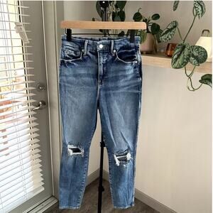 Good American Size 6/28 High Rise Distressed Stretch Skinny Jeans Distressed